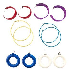 vtg y2k metal hoop earrings lot of 6